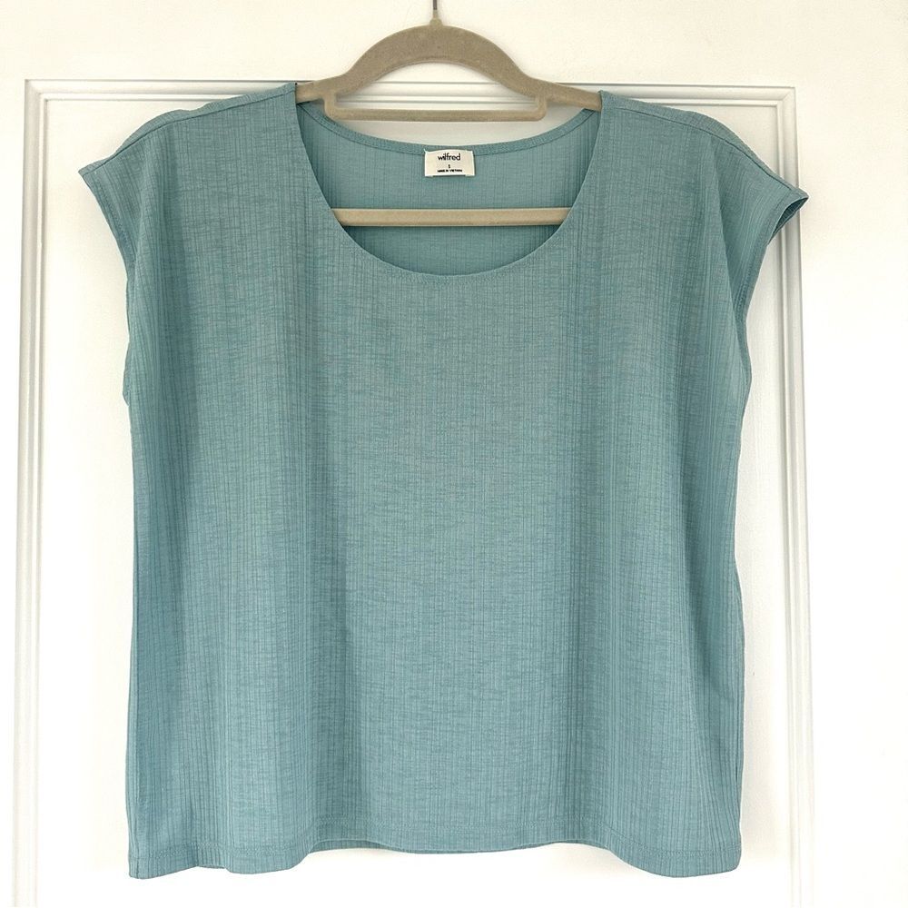 Wilfred Azrita Blue Top Tee Tank‎ Textured Scoop Neck Size Small